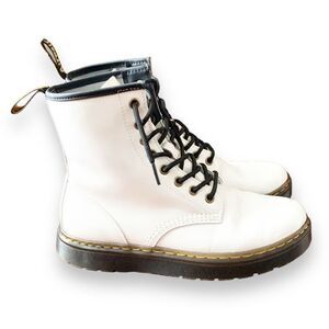 Dr. Martens 1460 Zavala Boots White Patent Leather Combat Boots Women’s Size 7M